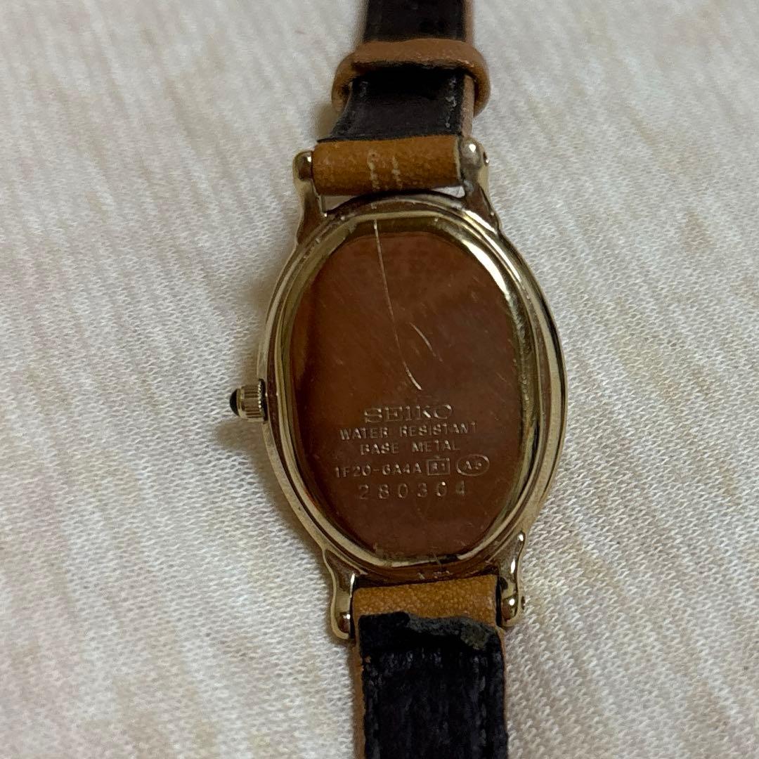 SEIKO エクセリーヌ 時計　ゴールド　 オーバル シェル盤　電池交換済