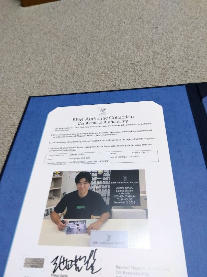ＢＢM 阪神タイガース　湯浅京己投手直筆サインフォト　プロ初勝利