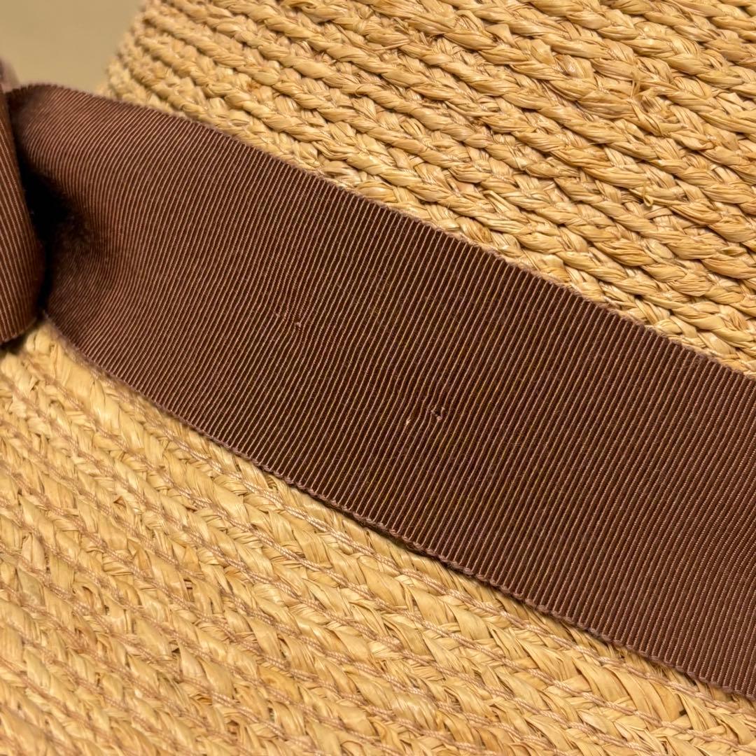 美品　ヘレンカミスキー　ラフィアハット　麦わら帽子　チャコール　箱付き