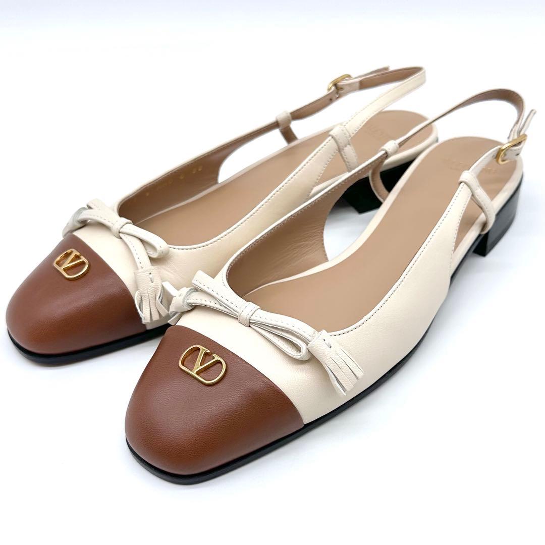 未使用✨ヴァレンティノガラヴァーニ スリングバック フラットシューズ 本革 38