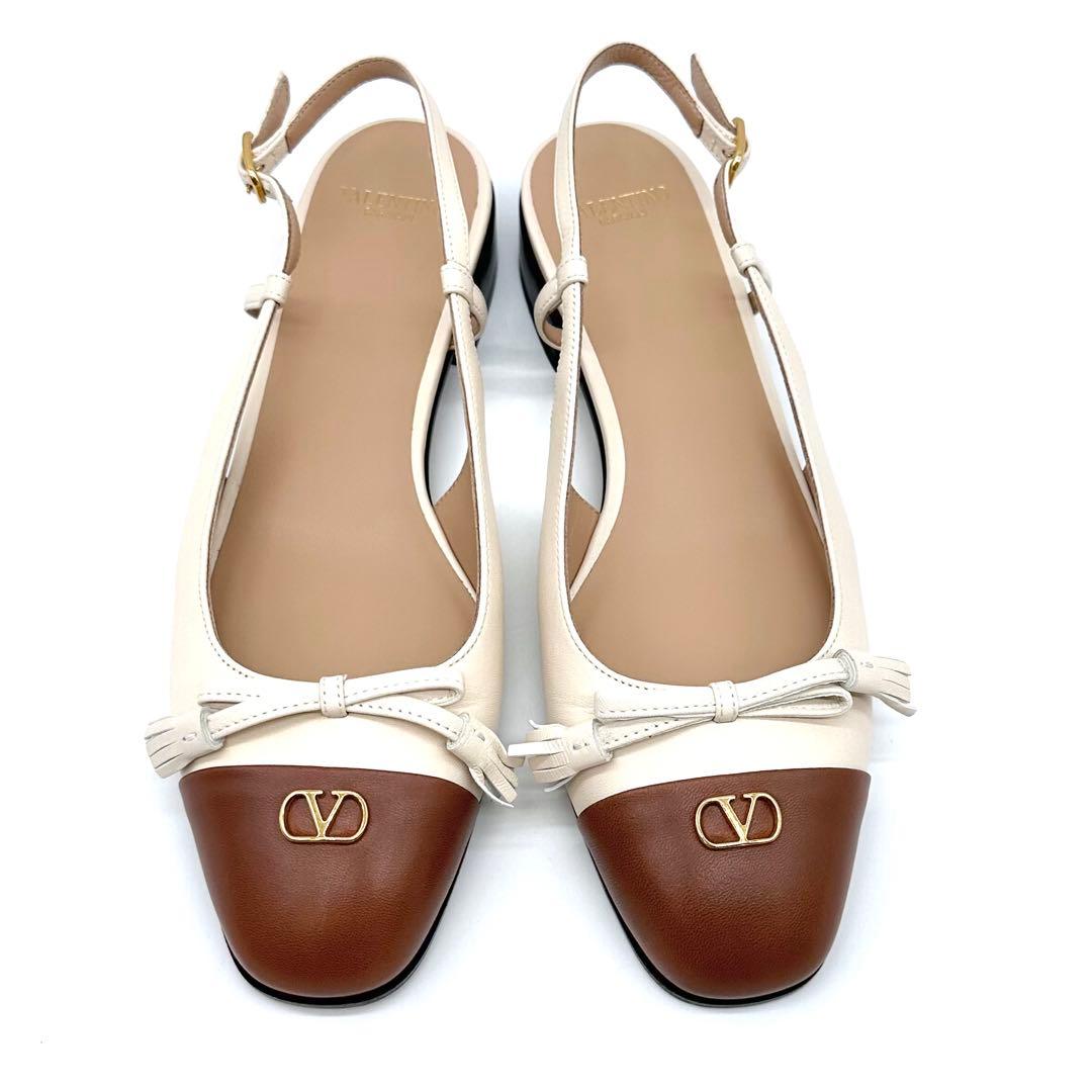 未使用✨ヴァレンティノガラヴァーニ スリングバック フラットシューズ 本革 38