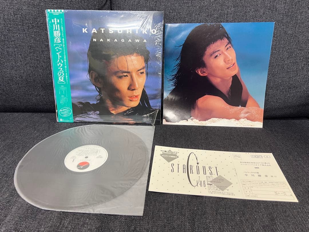 中川勝彦 ペントハウスの夏 LP 邦楽1985年 帯付 ハガキ付 美盤