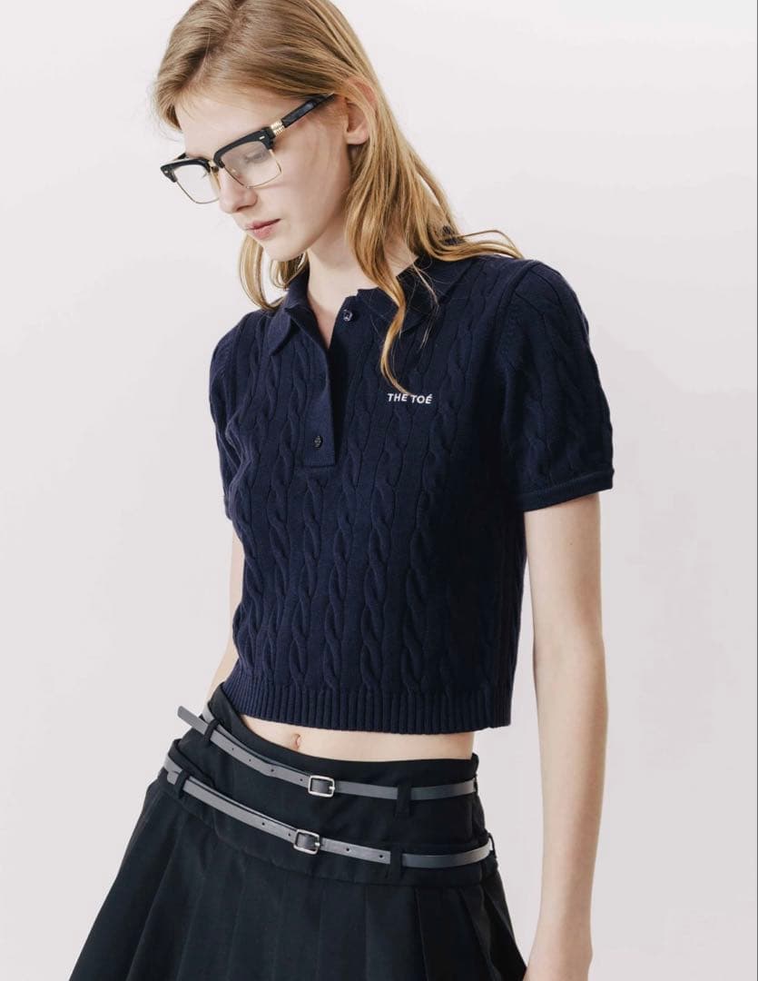【完売品】【新品未使用タグ付き】the toe ネイビー ポロシャツ S
