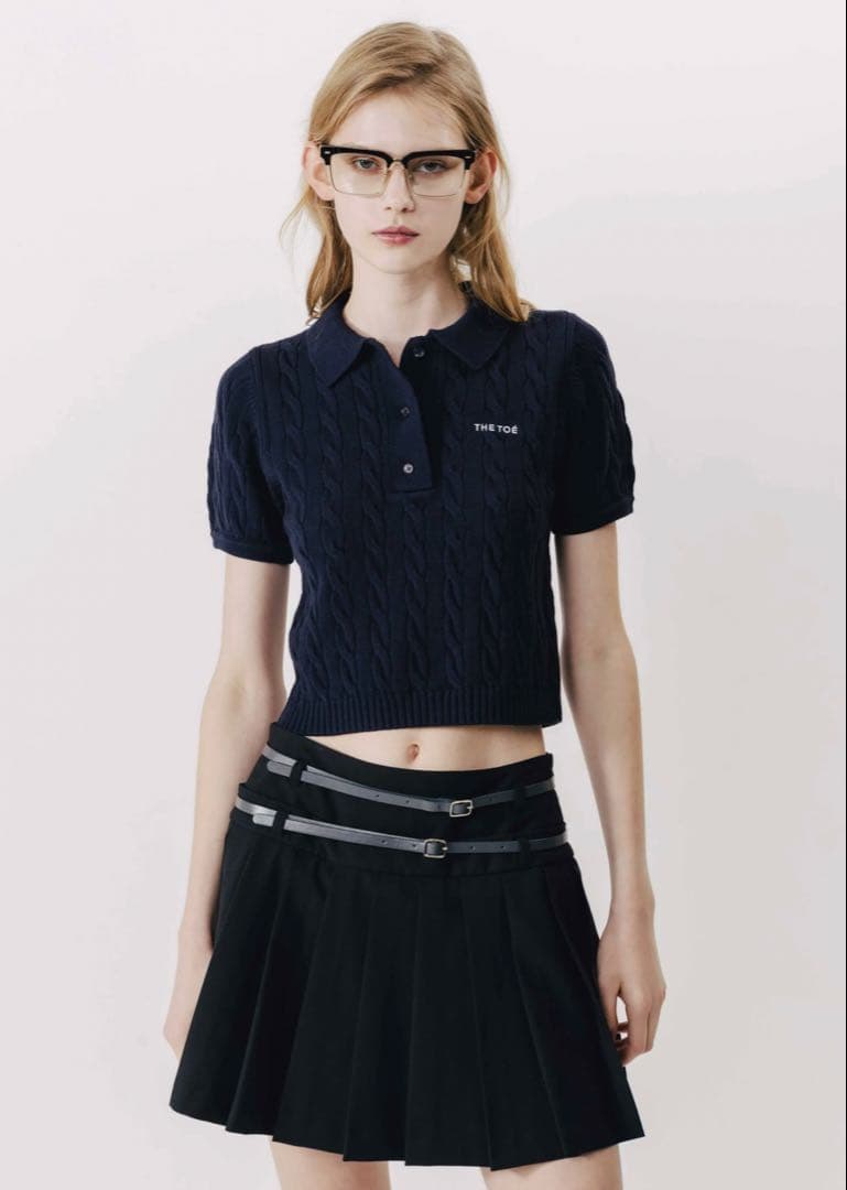 【完売品】【新品未使用タグ付き】the toe ネイビー ポロシャツ S
