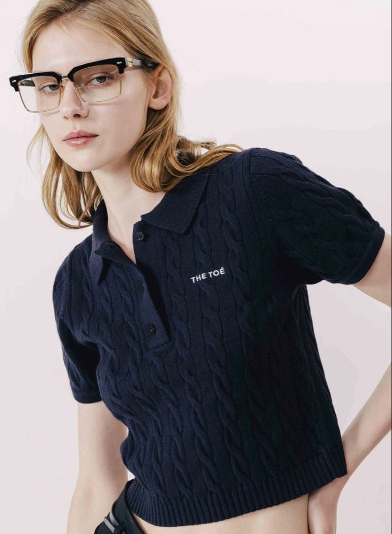 【完売品】【新品未使用タグ付き】the toe ネイビー ポロシャツ S