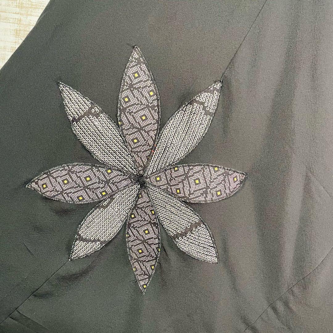 ブラックアンジェラ＊立ち襟ロングテントライン花びらパッチワンピースＬ