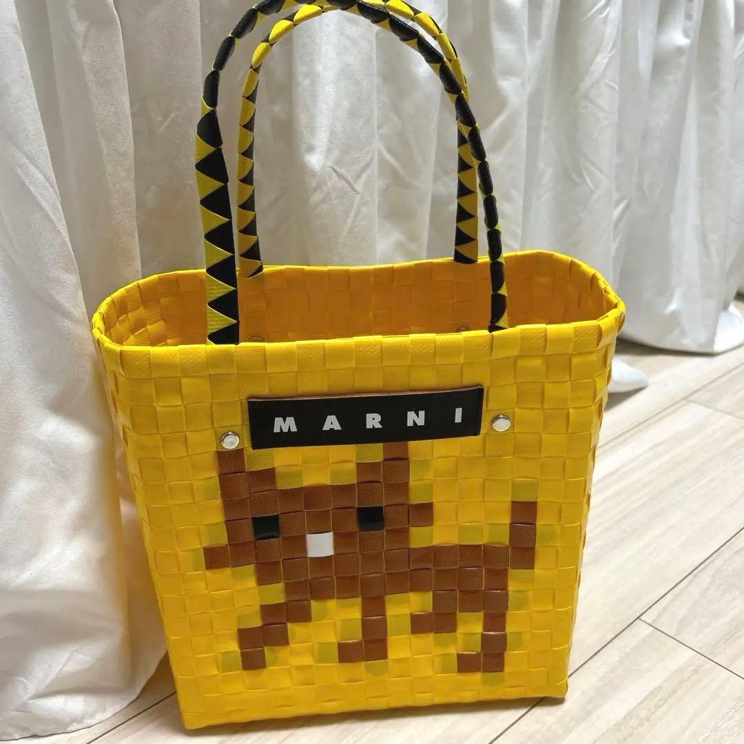 MARNI イエロー 猫ネコモチーフ かごバッグ