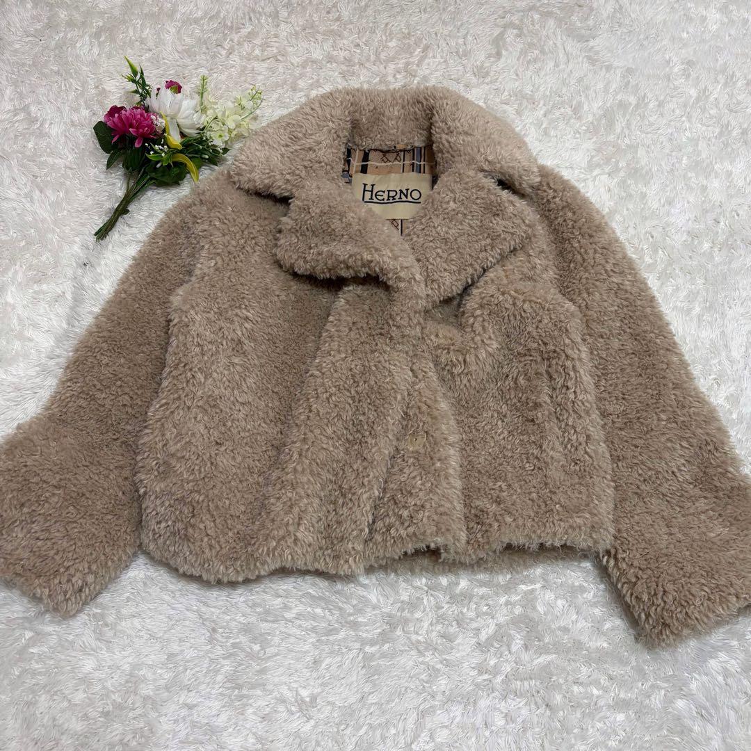 ✨美品✨ HERNO ヘルノ カーリー エコファー ショート ジャケット
