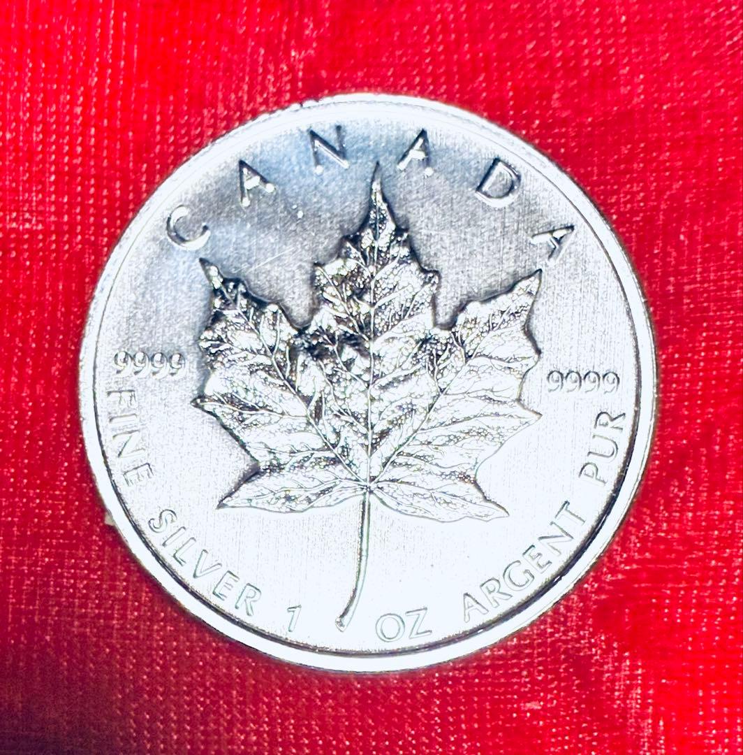 【来夢】メイプル銀貨2枚 1オンス ケース入り水晶銀龍玉オマケ！