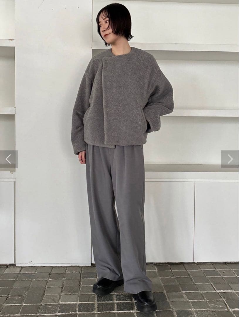 ラグナムーン ボアブルゾン グレー