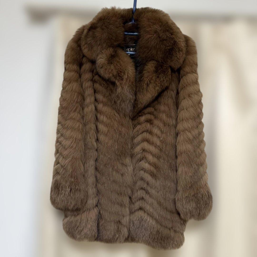 ブラウン ファーコート ショート丈