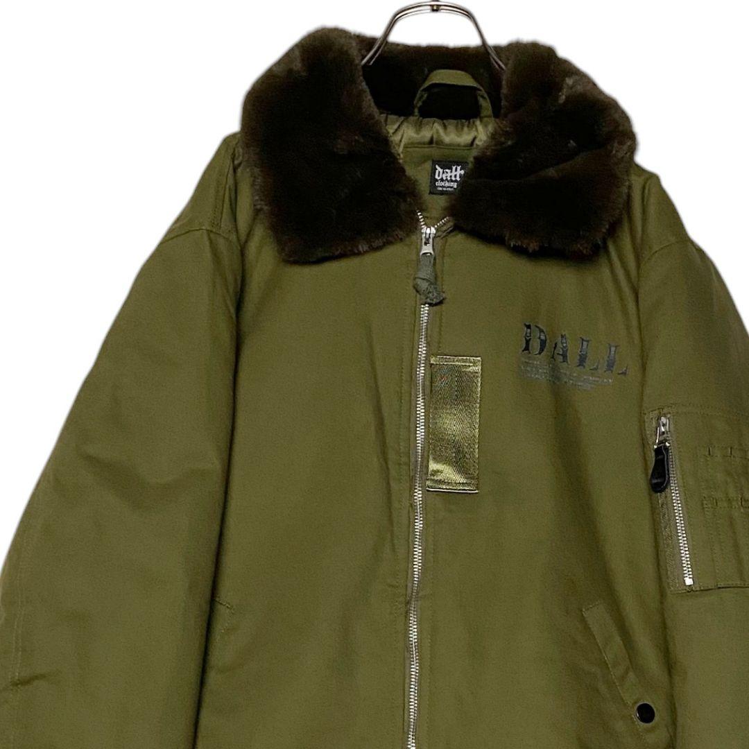 希少 DALL ボンバーフライトジャケット カーキ L 襟ボア肉厚ブルゾン完売品