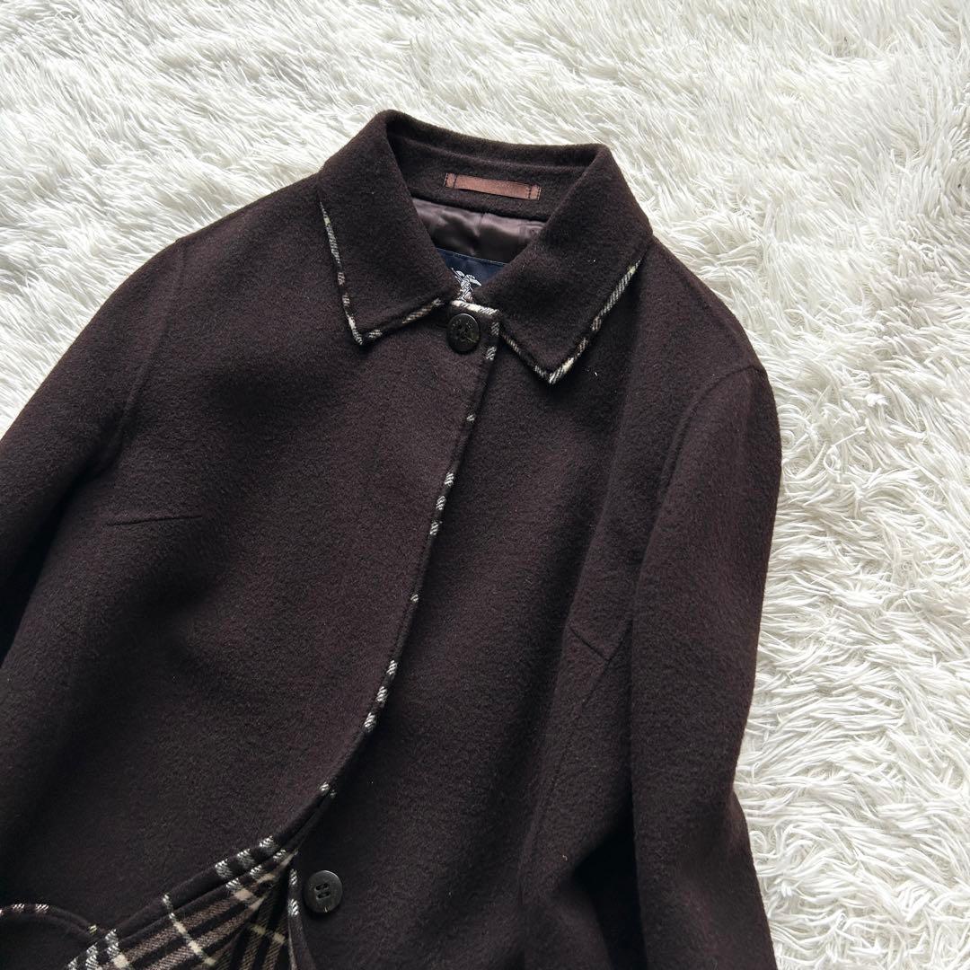 【極美品】バーバリーロンドン　ダブルフェイス　カシミヤ混　ピーコート　ブラウン系