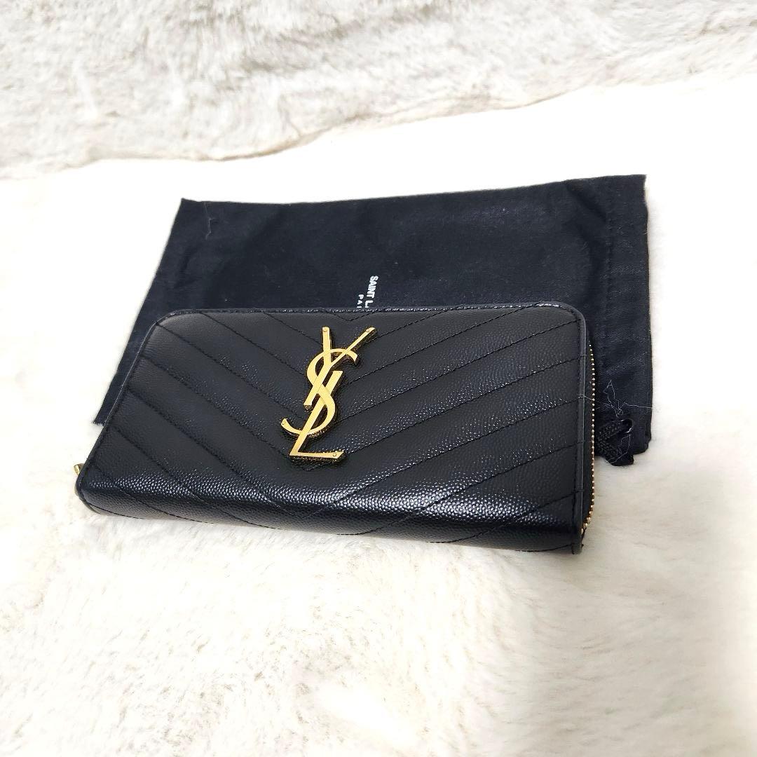 ✨極美品✨サンローラン　長財布　ラウンドファスナー カサンドラ　ブラック　黒