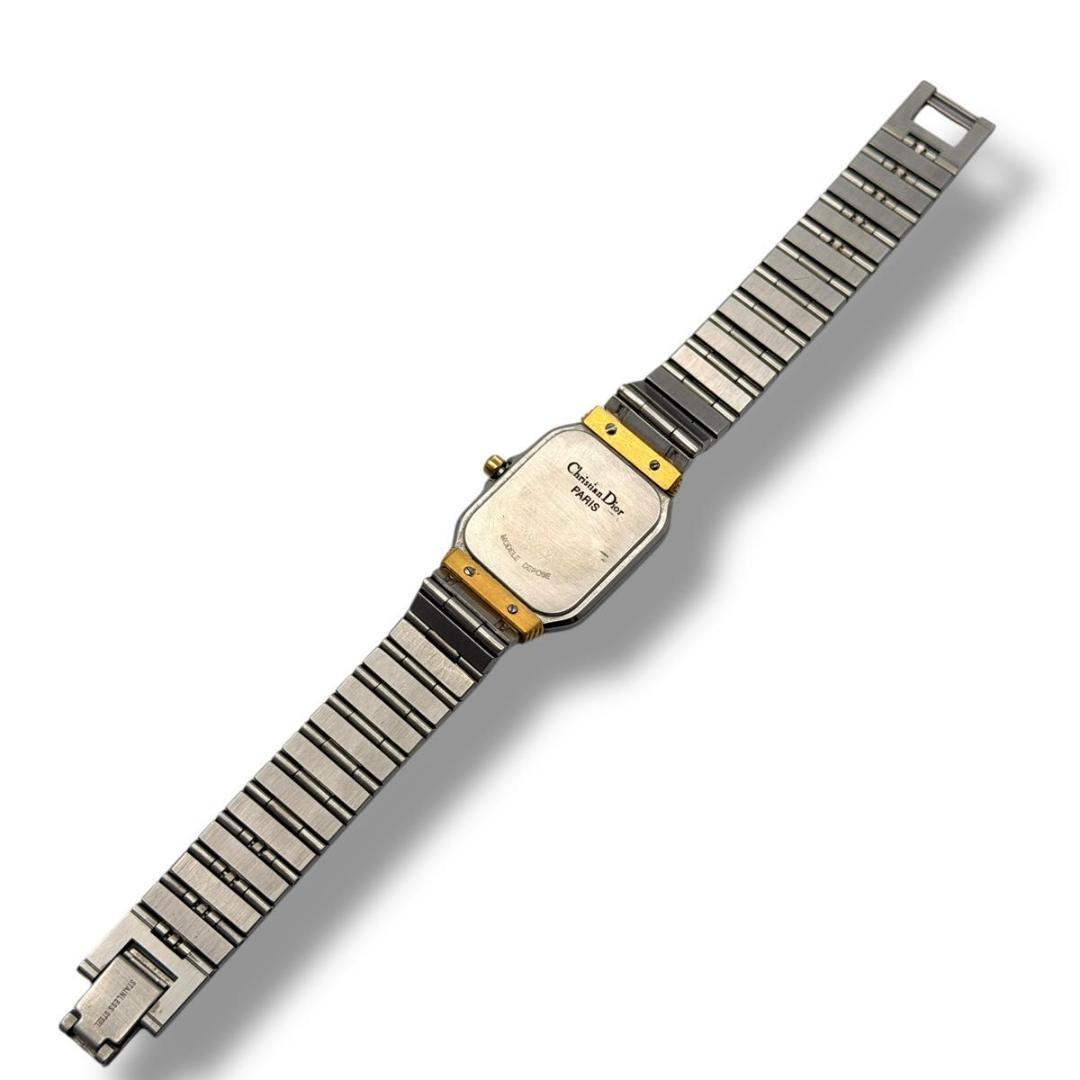稼働 ディオール 腕時計 スクエア レディース クォーツ コンビ 黒文字盤