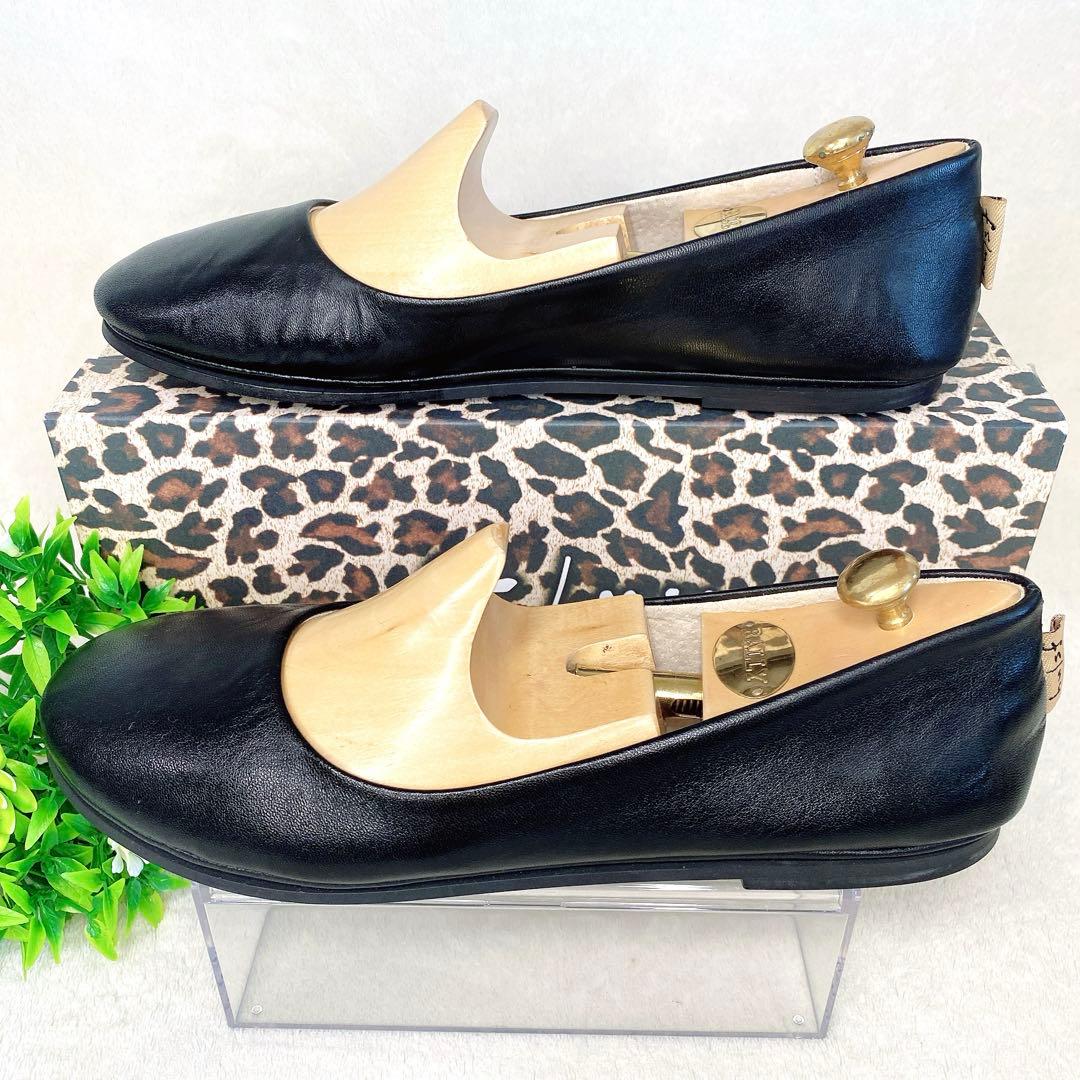 極美品 fs/ny フラットパンプス バレエ シューズ 黒 24 レザー　限定品