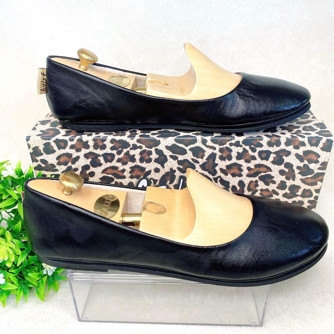 極美品 fs/ny フラットパンプス バレエ シューズ 黒 24 レザー　限定品