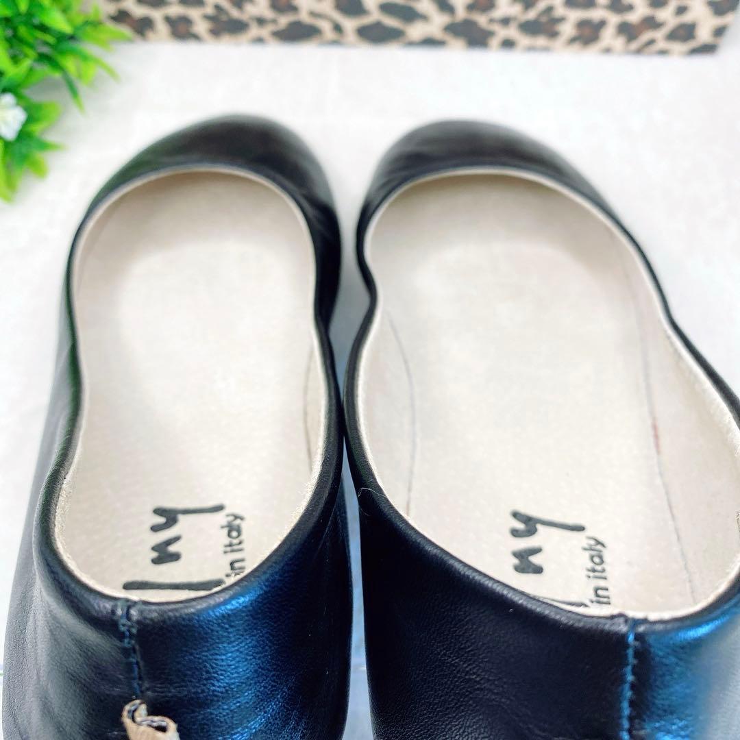 極美品 fs/ny フラットパンプス バレエ シューズ 黒 24 レザー　限定品