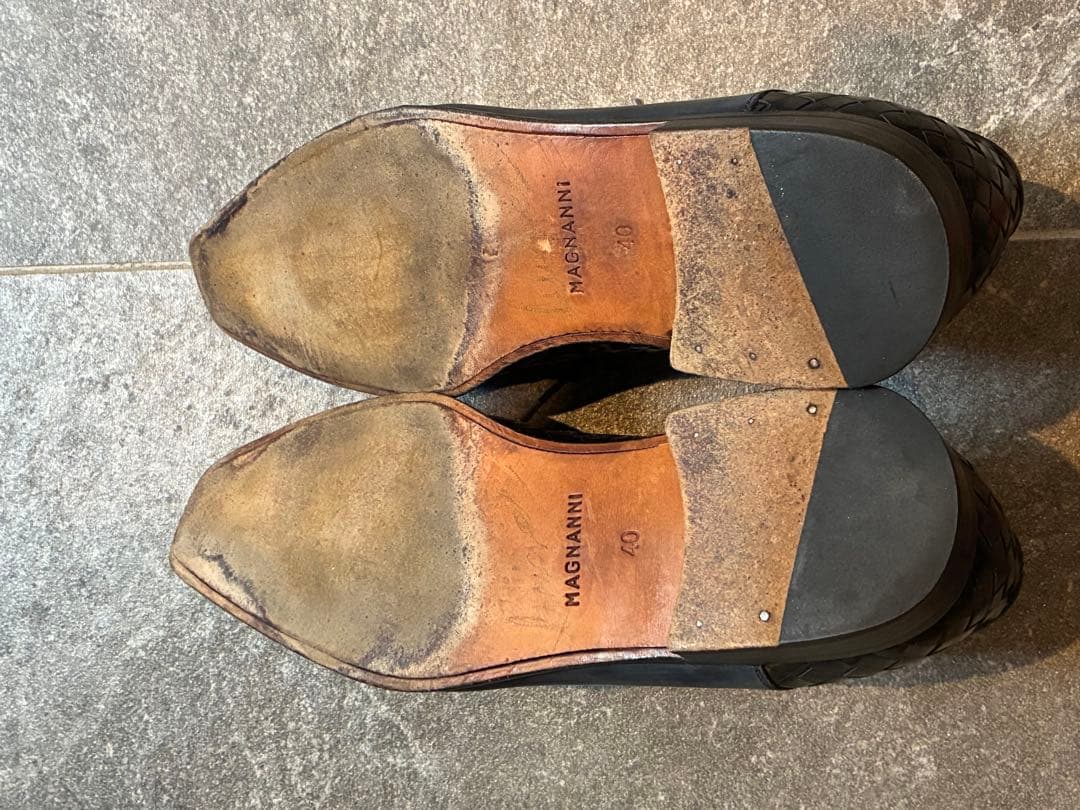 た*う様 美品マグナーニ ドレスシューズ ネイビー×ブラック イントレチャート