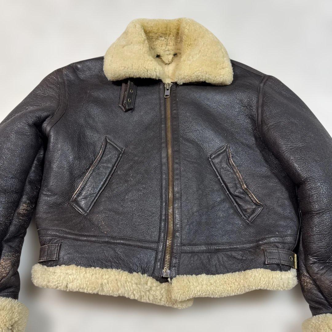 80sビンテージ！レザー フライトジャケット B3 M L
