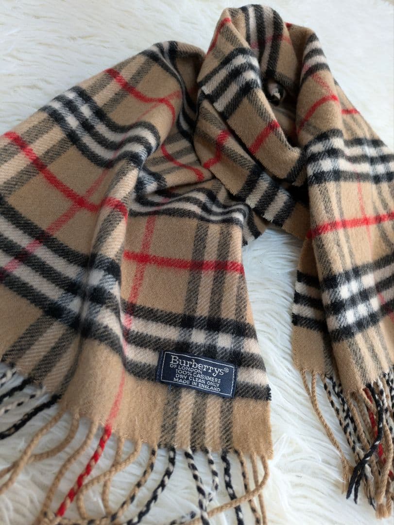 Burberry✨カシミヤマフラー ノバチェック キャメル 英国製
