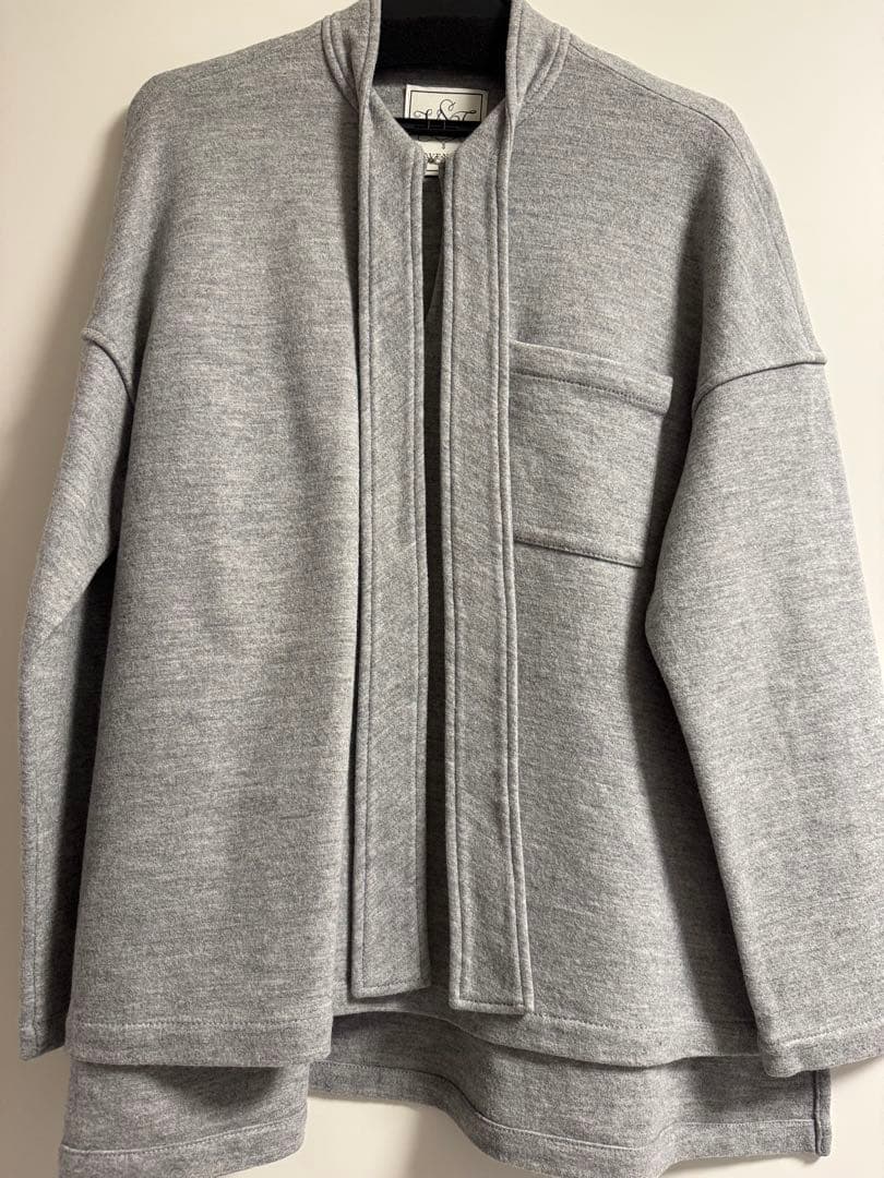 ボウタイウールトップス(グレー)S