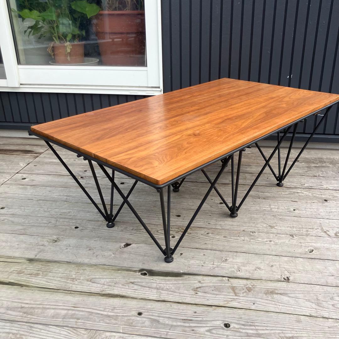 北欧レトロ インダストリアル アイアンフレーム 無垢材 木製ローテーブル 鉄製