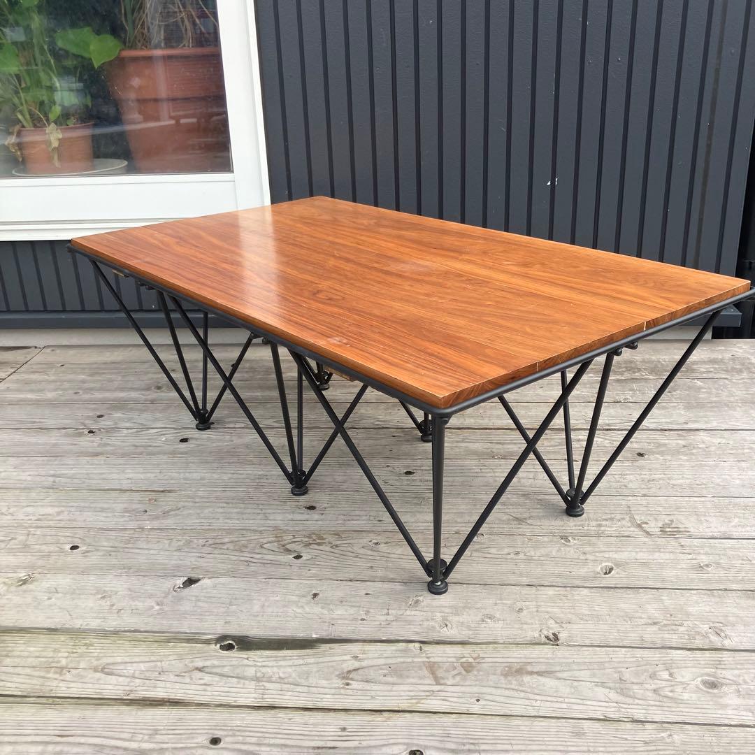 北欧レトロ インダストリアル アイアンフレーム 無垢材 木製ローテーブル 鉄製