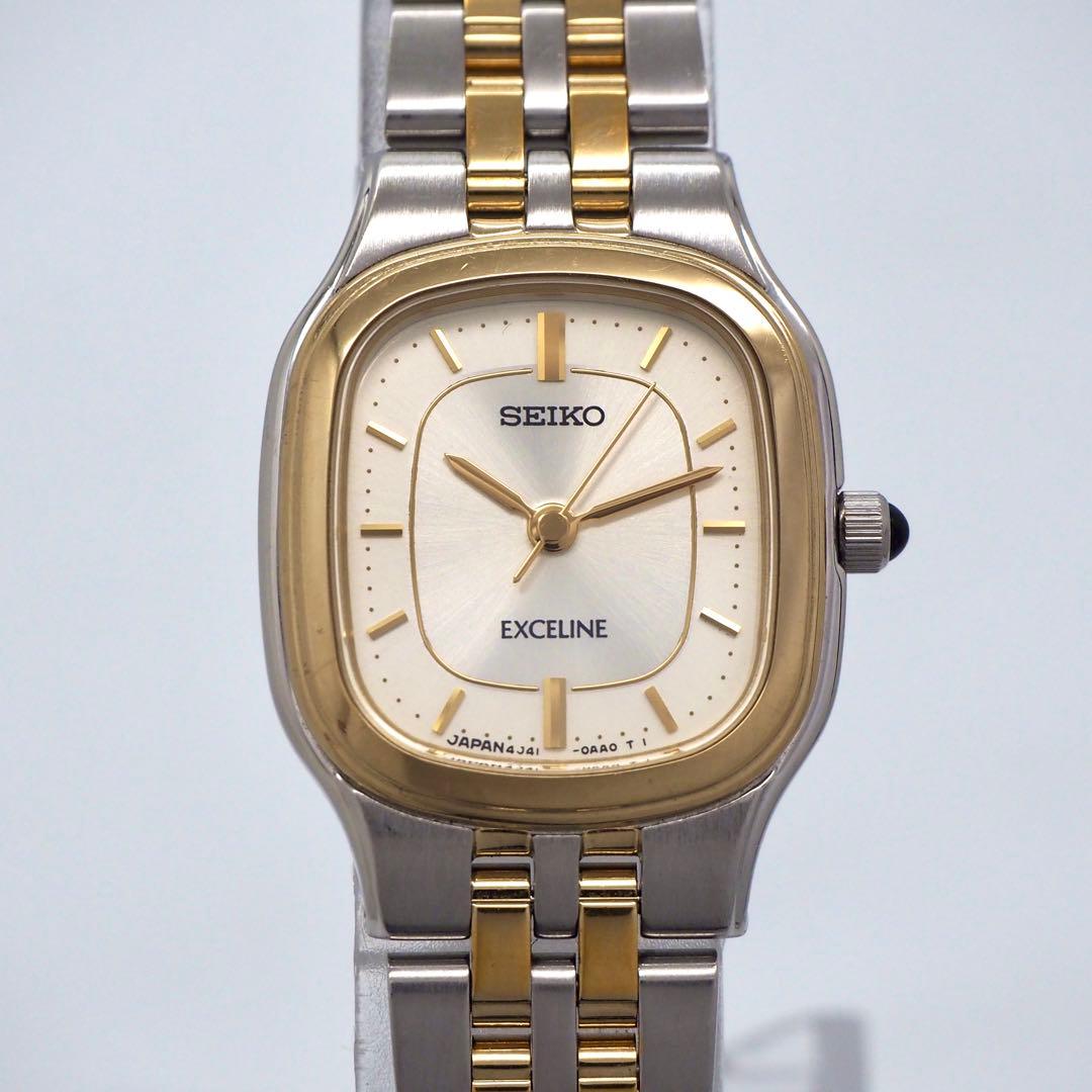 228 稼働【美品】SEIKO時計 エクセリーヌ レディース スクエア　ゴールド