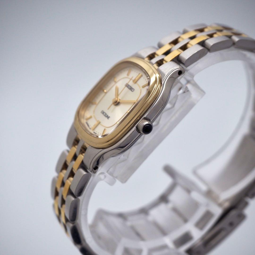228 稼働【美品】SEIKO時計 エクセリーヌ レディース スクエア　ゴールド