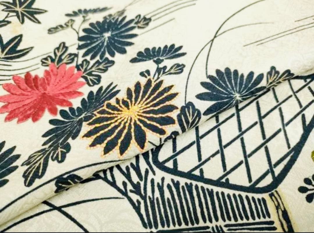 ◆御所解◆京友禅/金駒刺繍/薄グレー特選訪問着 正絹流水風景文/菱健桐壺