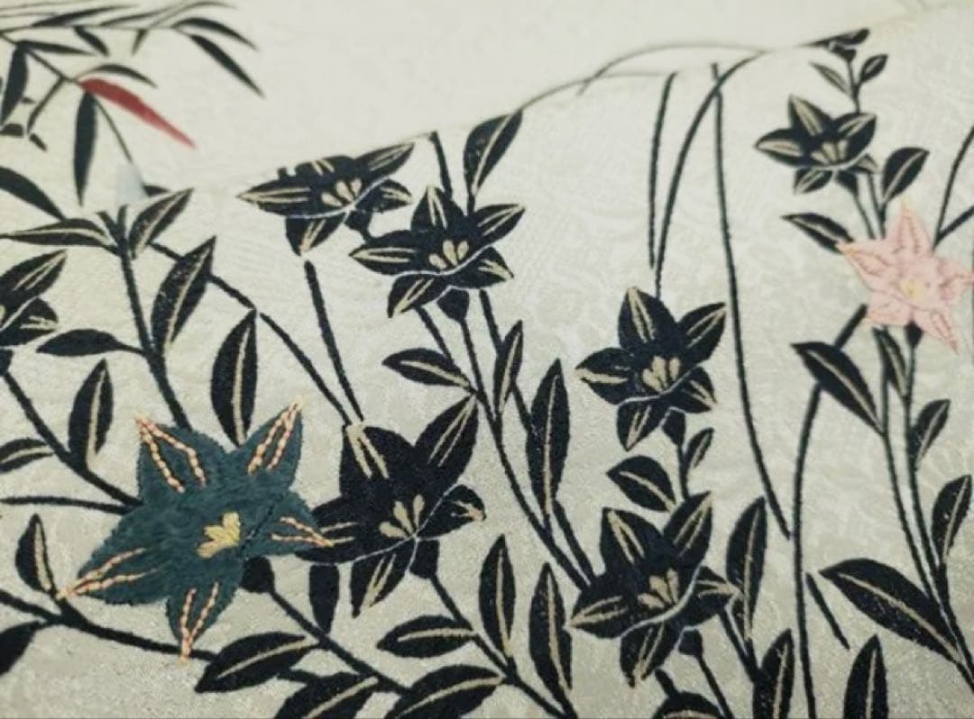 ◆御所解◆京友禅/金駒刺繍/薄グレー特選訪問着 正絹流水風景文/菱健桐壺