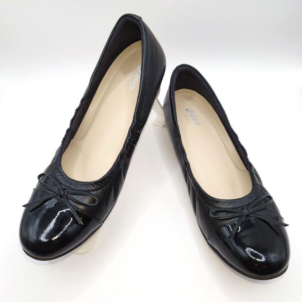 美品 ASICS pedala パンプス 24.5 EE 黒 バレエシューズ