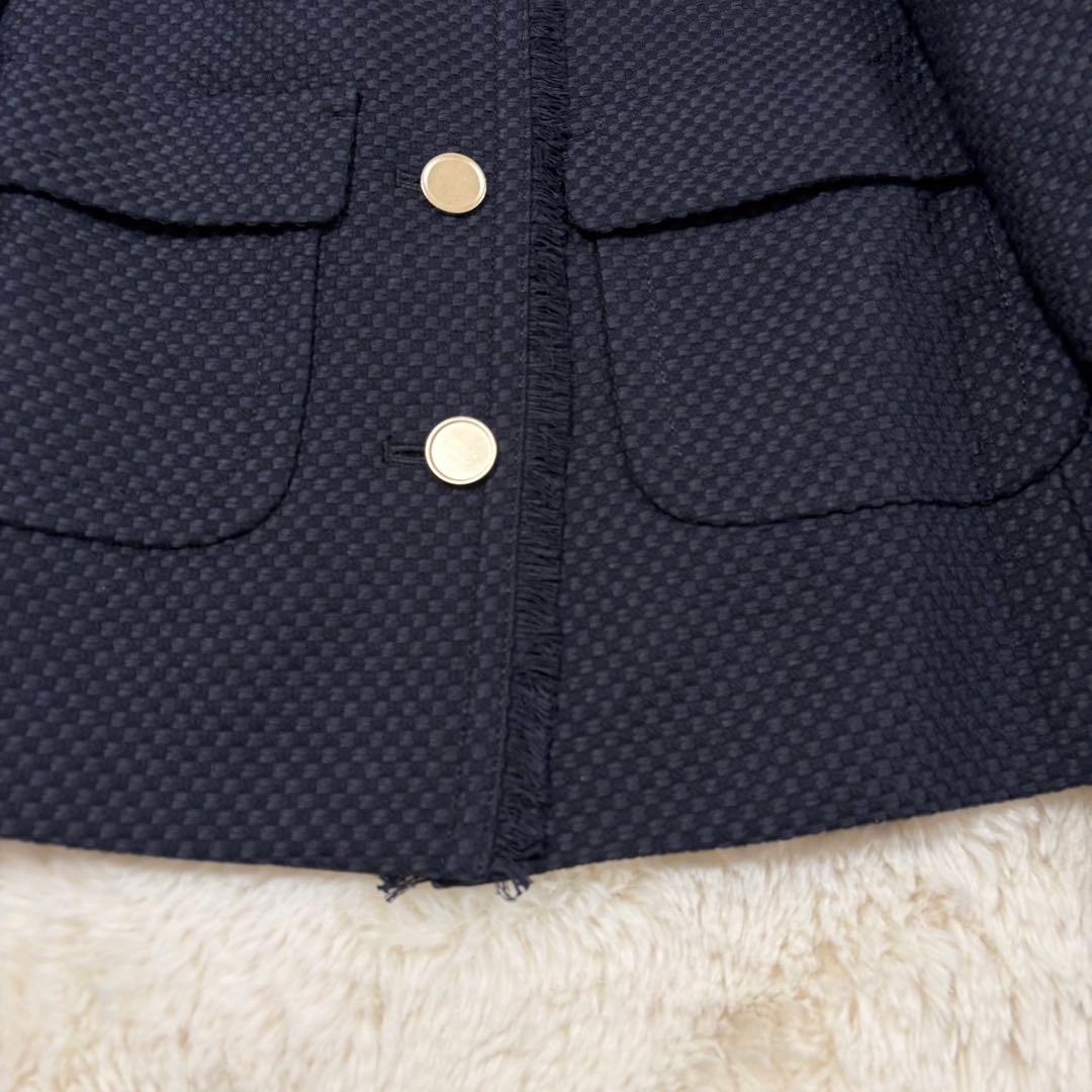 新品タグ付✨アナイ コットンプリペラポケットジャケット ネイビー ノーカラー