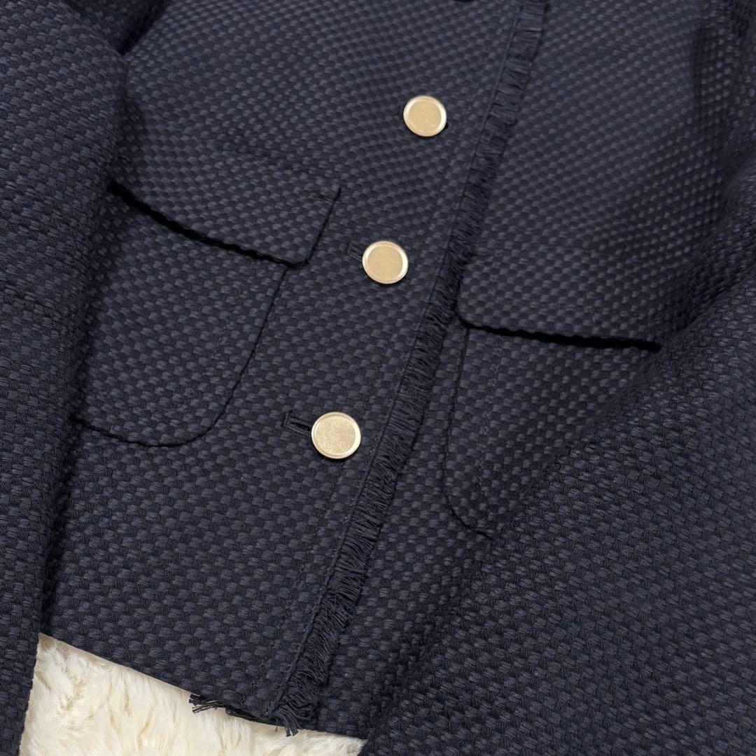 新品タグ付✨アナイ コットンプリペラポケットジャケット ネイビー ノーカラー