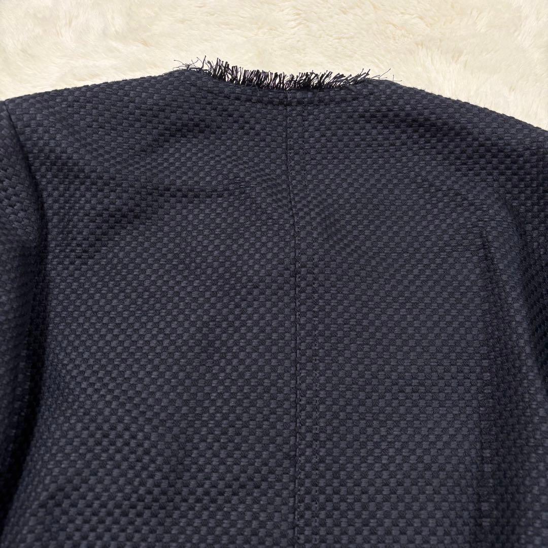 新品タグ付✨アナイ コットンプリペラポケットジャケット ネイビー ノーカラー