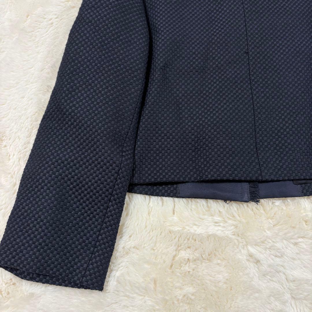 新品タグ付✨アナイ コットンプリペラポケットジャケット ネイビー ノーカラー