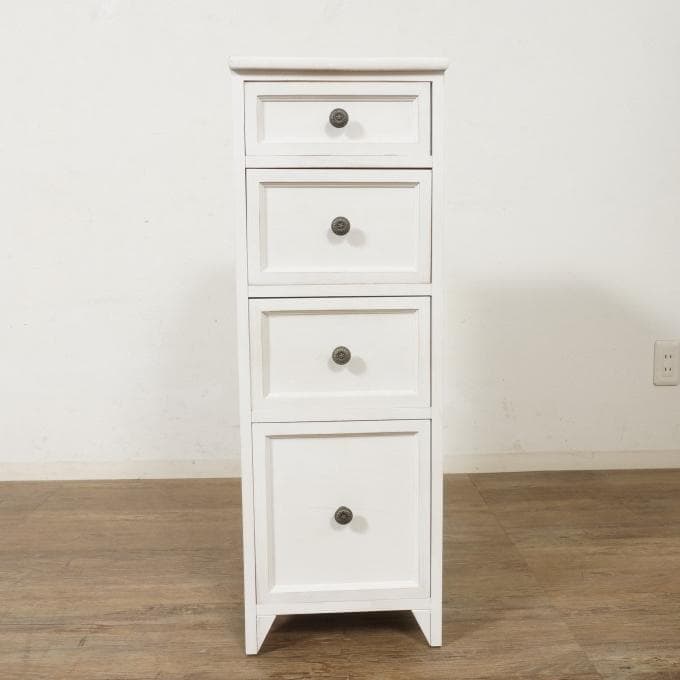 フォロー割【新品】アンティークホワイト　スリムチェスト シャビー