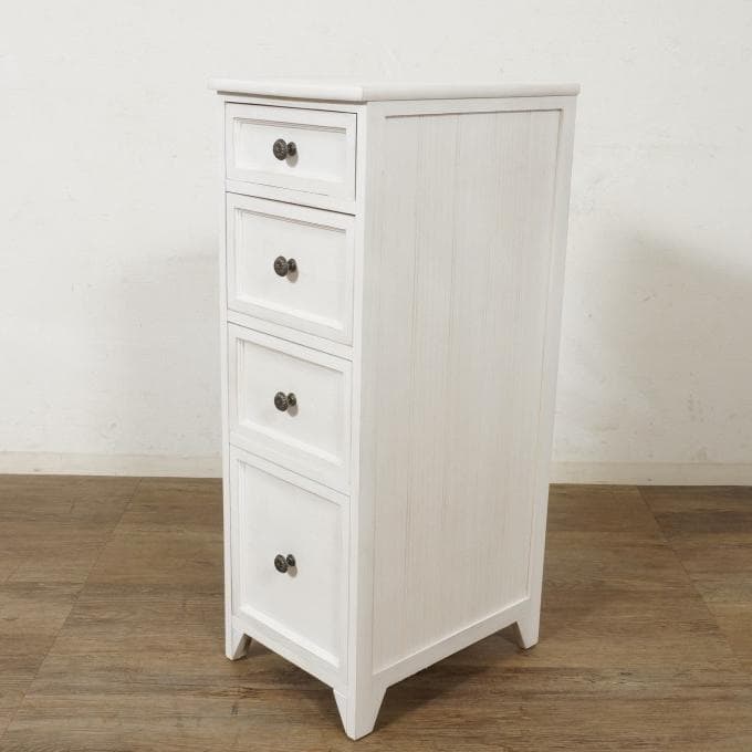 フォロー割【新品】アンティークホワイト　スリムチェスト シャビー