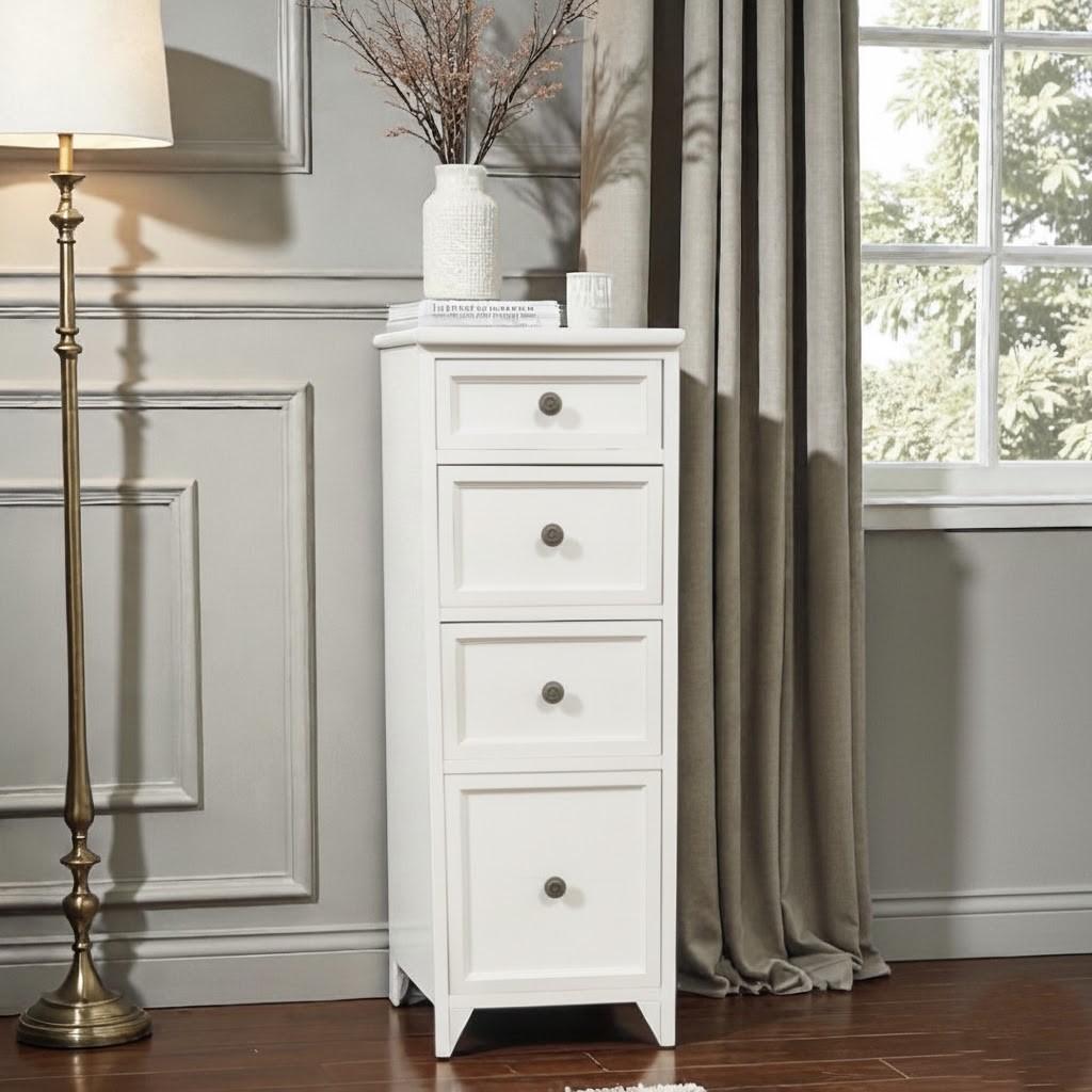 フォロー割【新品】アンティークホワイト　スリムチェスト シャビー