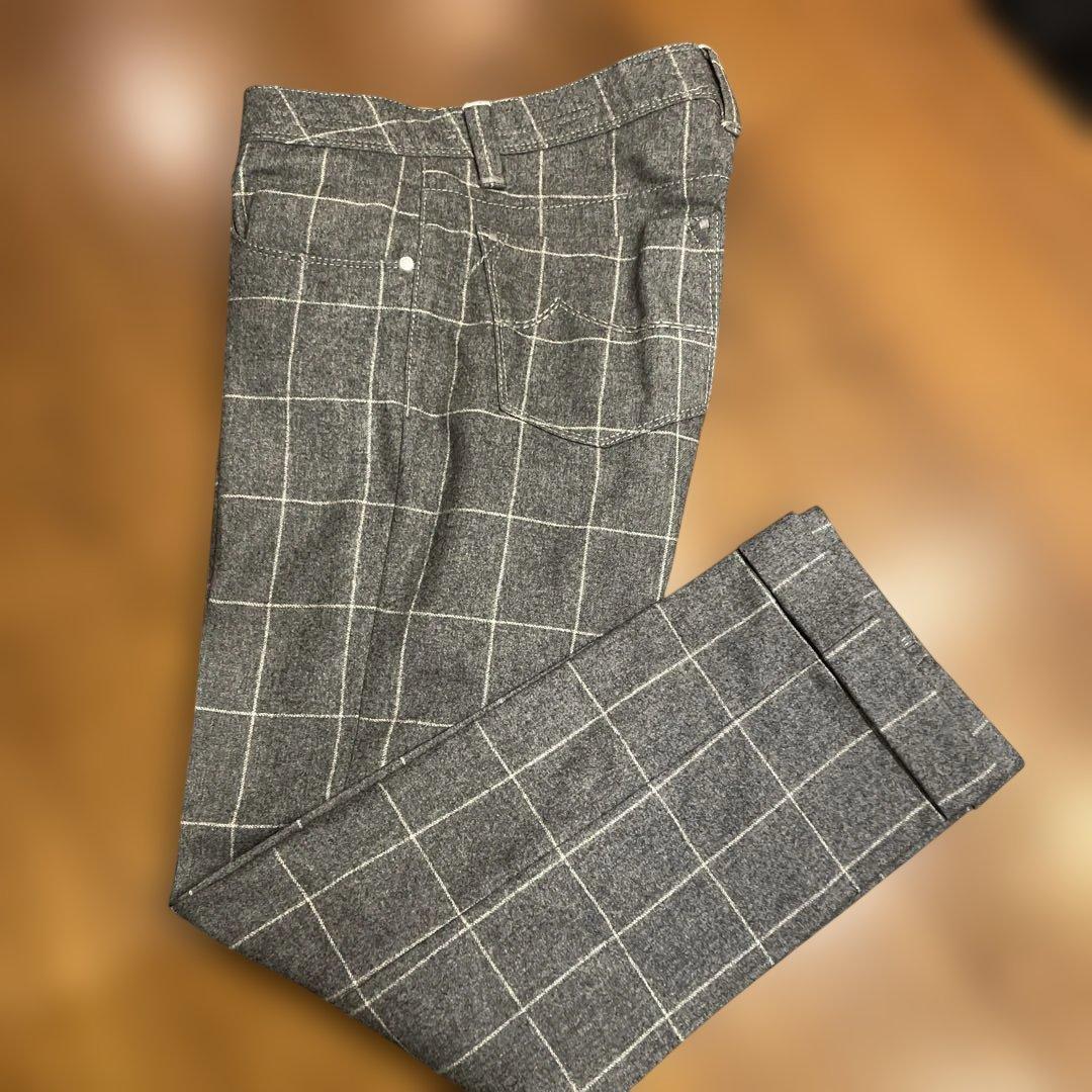 グレー チェック柄 スラックス