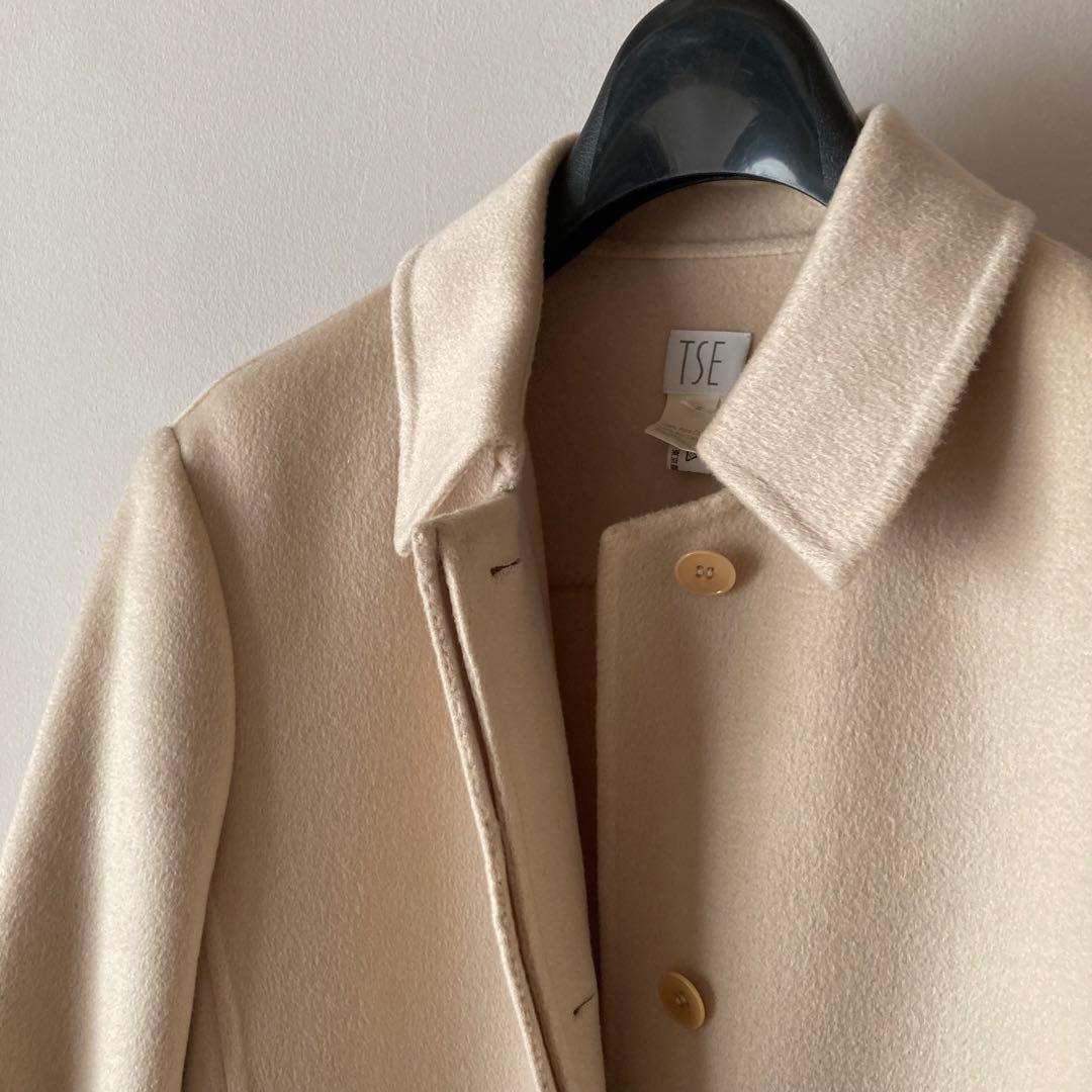TSEセイ＊最高級カシミヤ100%ステンカラーコート 30万＊アイボリーベージュ