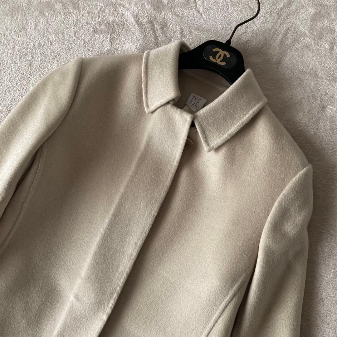 TSEセイ＊最高級カシミヤ100%ステンカラーコート 30万＊アイボリーベージュ