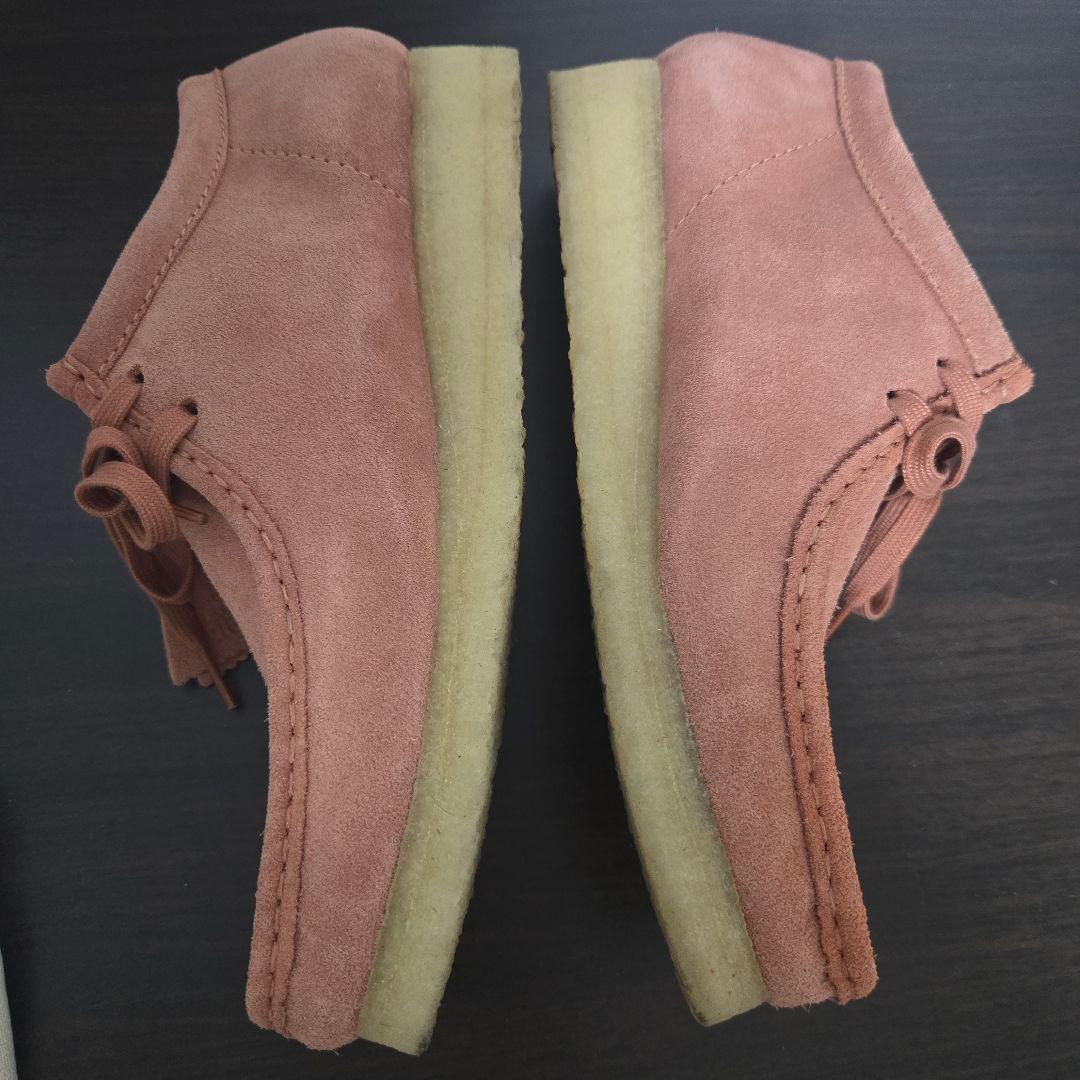 【美品】Clarksピンクスエード モカシンデッキシューズ　クラークスワラビー