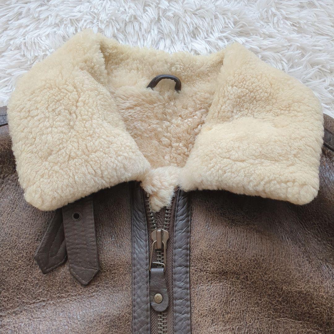 美品 90's B-3フライトジャケット リアルムートン ボア 羊革 L 希少