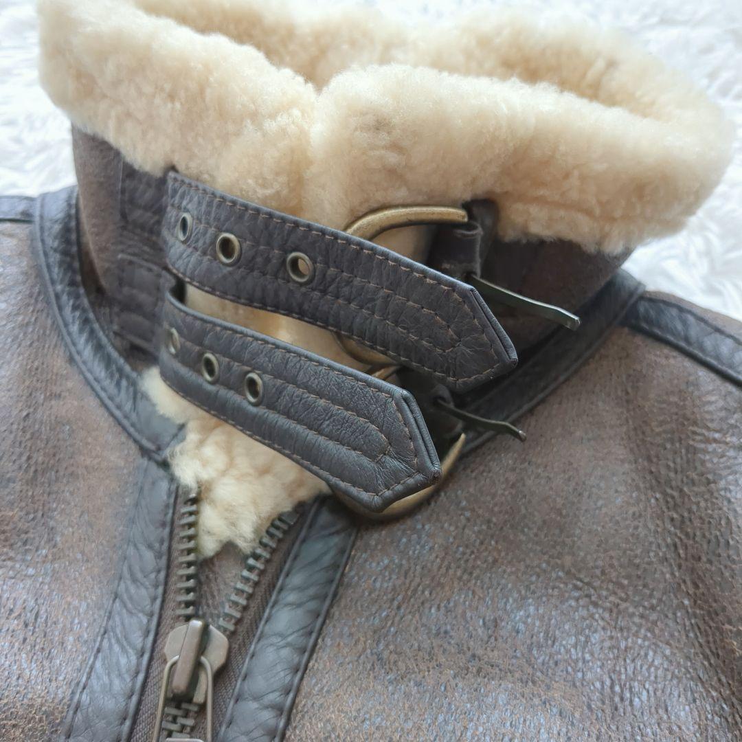 美品 90's B-3フライトジャケット リアルムートン ボア 羊革 L 希少