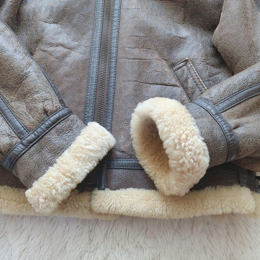 美品 90's B-3フライトジャケット リアルムートン ボア 羊革 L 希少