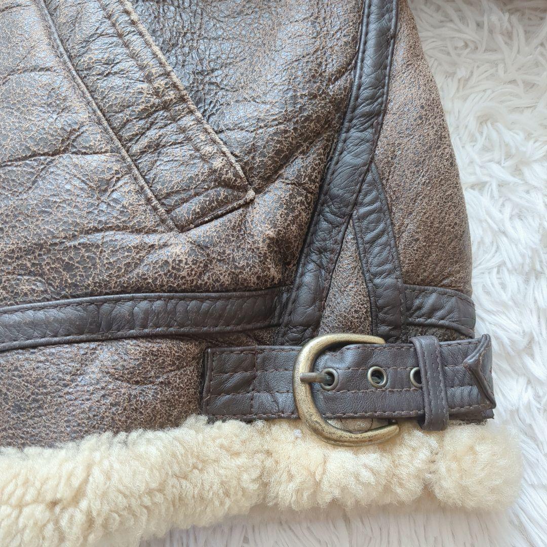 美品 90's B-3フライトジャケット リアルムートン ボア 羊革 L 希少