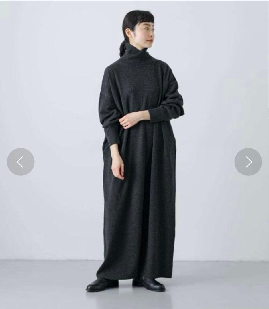 タートルネックロングドレス チャコールグレー