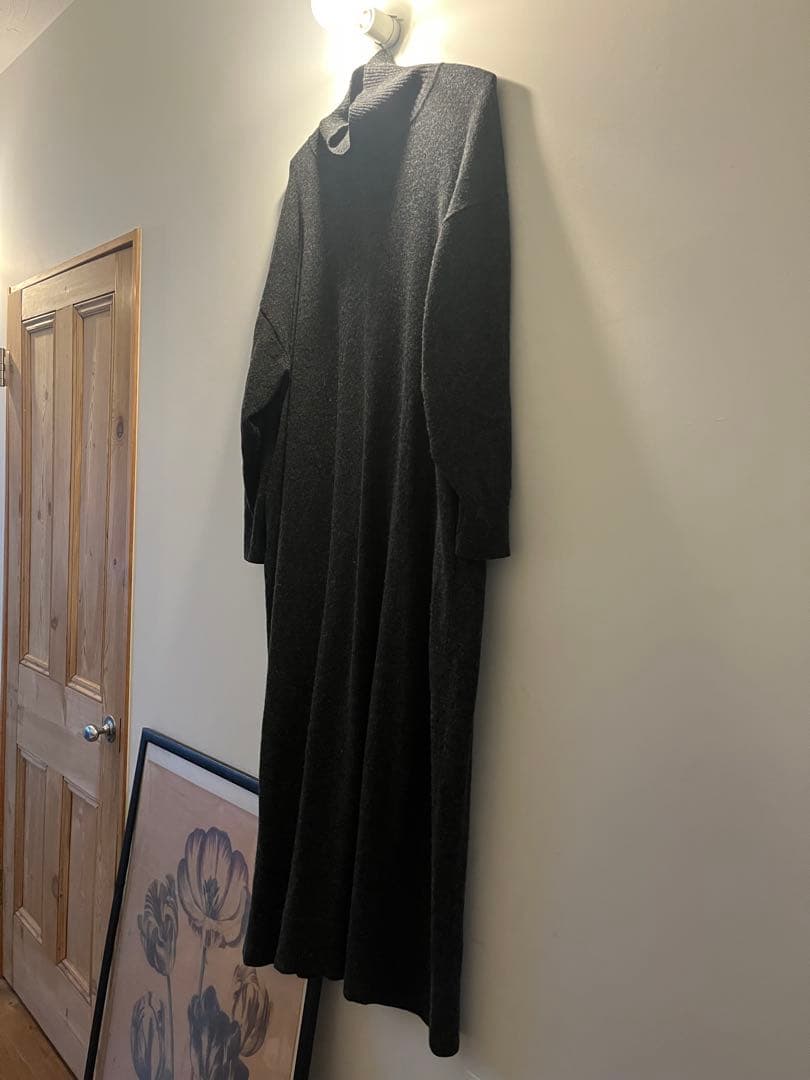 タートルネックロングドレス チャコールグレー